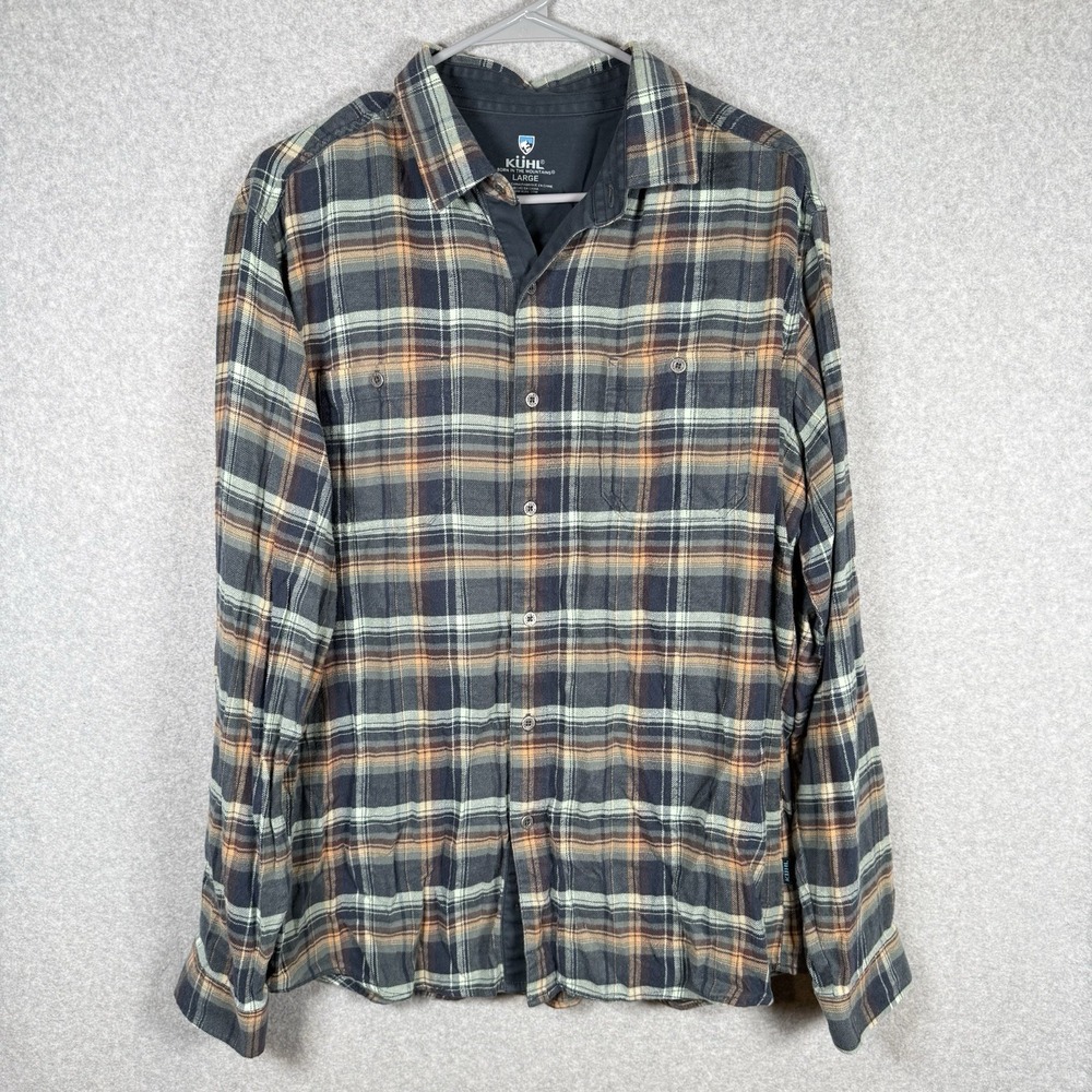 Kuhl Shirt Mens Large Green Fugitive Flannel Pockets Long Sleeve Button-Up